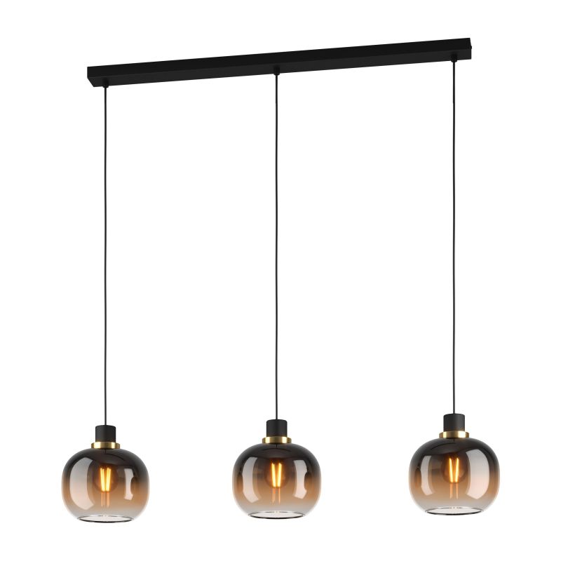 Eglo-99615 - Oilella - Black, Brown, Clear Glass with Black 3 Light over Island Fitting