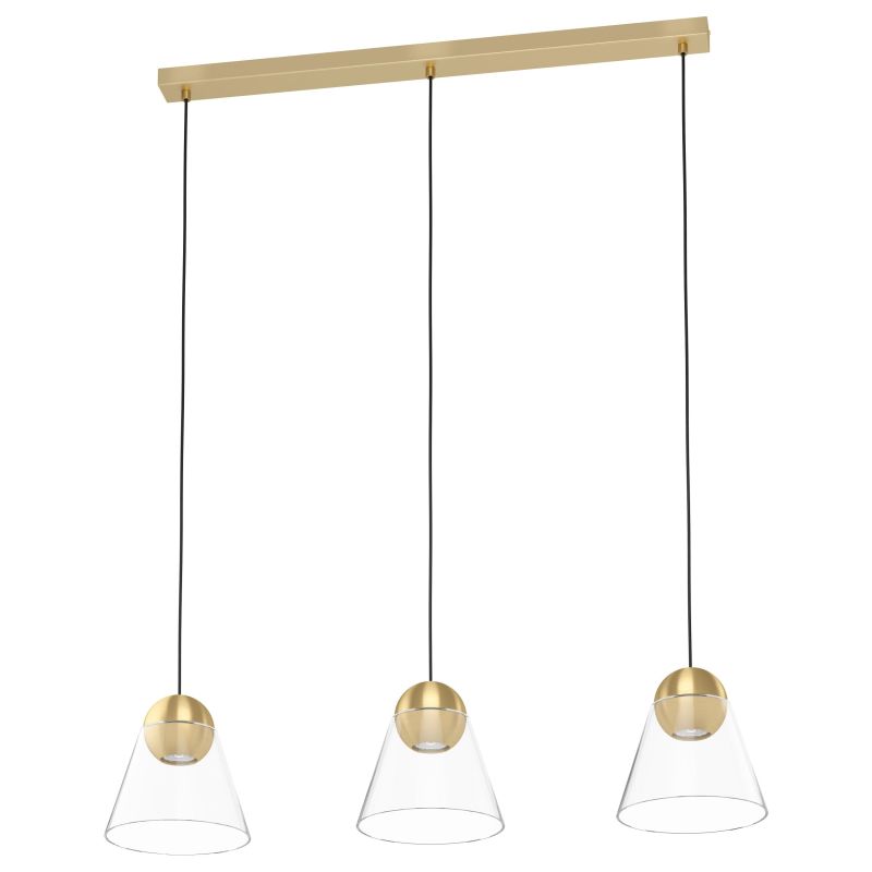 Eglo-99629 - Cerasella - Clear Glass & Brushed Gold 3 Light over Island Fitting