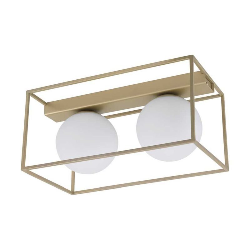 Ceiling Lights - Vallaspra - Opal Glass with Champagne 2 Light Semi Flush Eglo-97792 - Vallaspra - Opal Glass with Champagne 2 Light Semi Flush