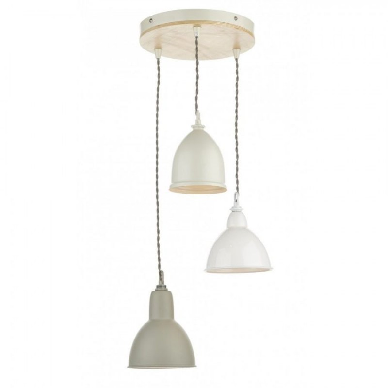 Ceiling Lights - Blyton - Retro Cream with Wood 3 Light Cluster Pendant Dar-BLY0343 - Blyton - Retro Cream with Wood 3 Light Cluster Pendant