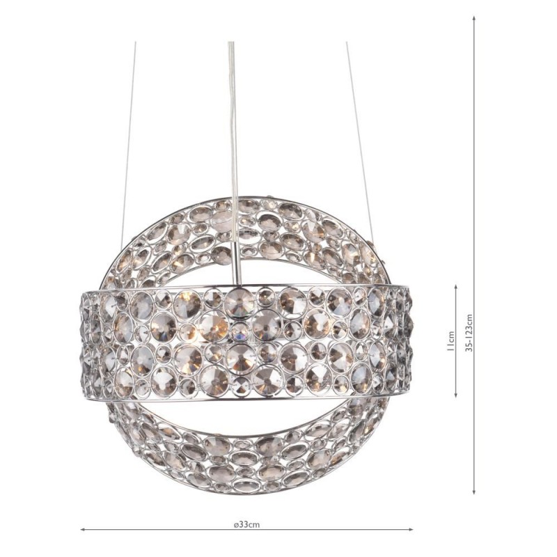 Ceiling Lights - Sewanee - Smoky Crystal & Chrome 3 Light Pendant Dar-SEW0310 - Sewanee - Smoky Crystal & Chrome 3 Light Pendant