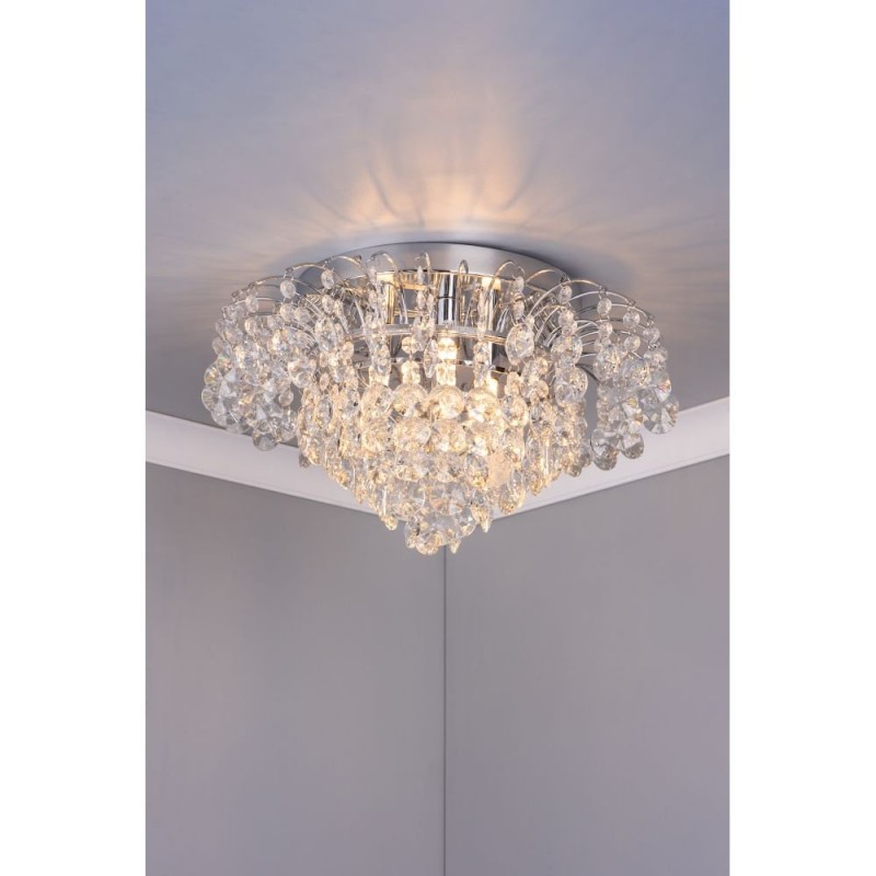 Ceiling Lights - Angelina - Crystal & Chrome 3 Light Flush Dar-49308 - Angelina - Crystal & Chrome 3 Light Flush