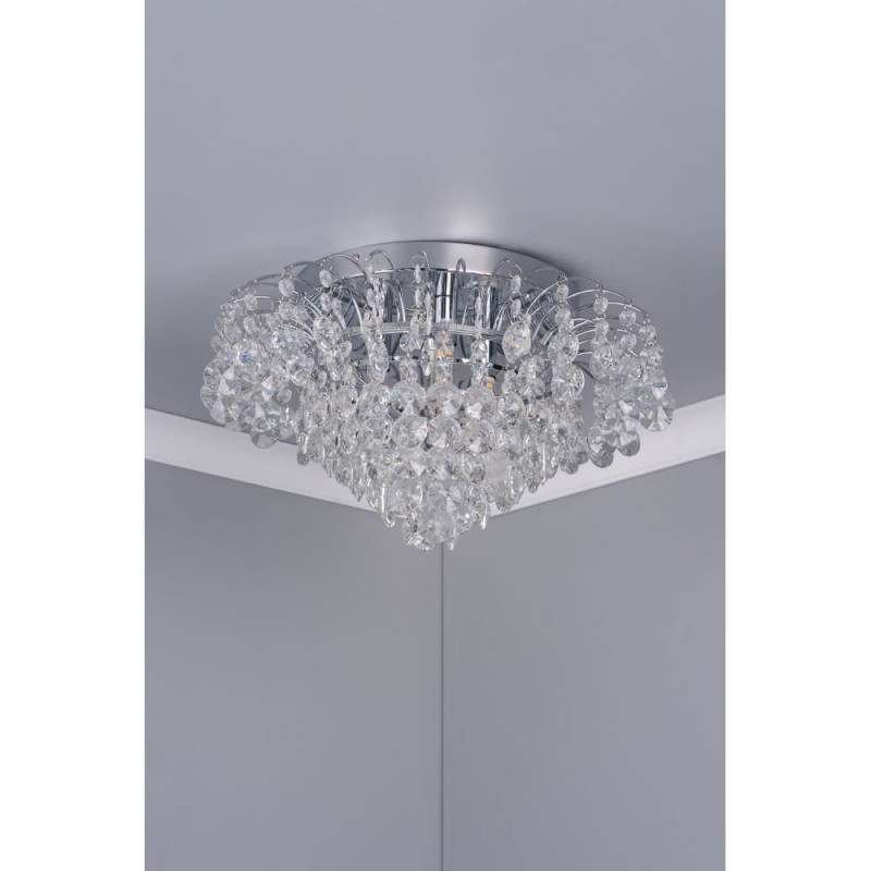 Ceiling Lights - Angelina - Crystal & Chrome 3 Light Flush Dar-49308 - Angelina - Crystal & Chrome 3 Light Flush
