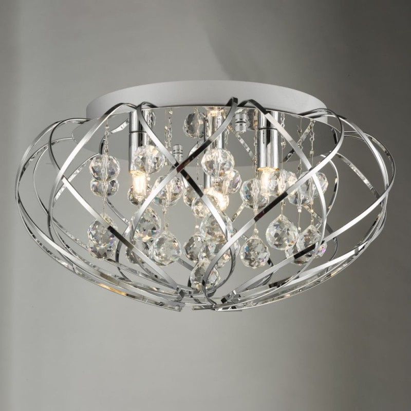 Dar-DAV5250 - Davian - Decorative Crystal & Chrome 3 Light Flush