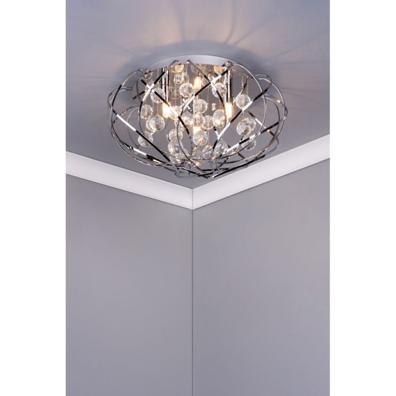 Crystal & Acrylic - Davian - Decorative Crystal & Chrome 3 Light Flush Dar-DAV5250 - Davian - Decorative Crystal & Chrome 3 Light Flush