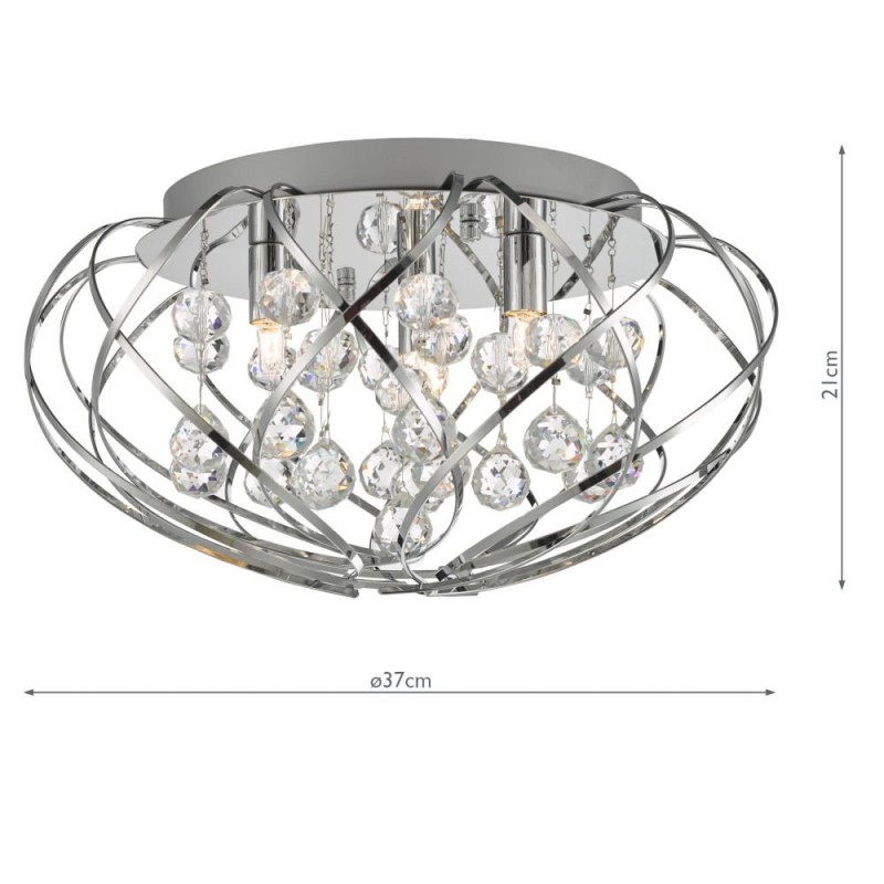 Crystal & Acrylic - Davian - Decorative Crystal & Chrome 3 Light Flush Dar-DAV5250 - Davian - Decorative Crystal & Chrome 3 Light Flush