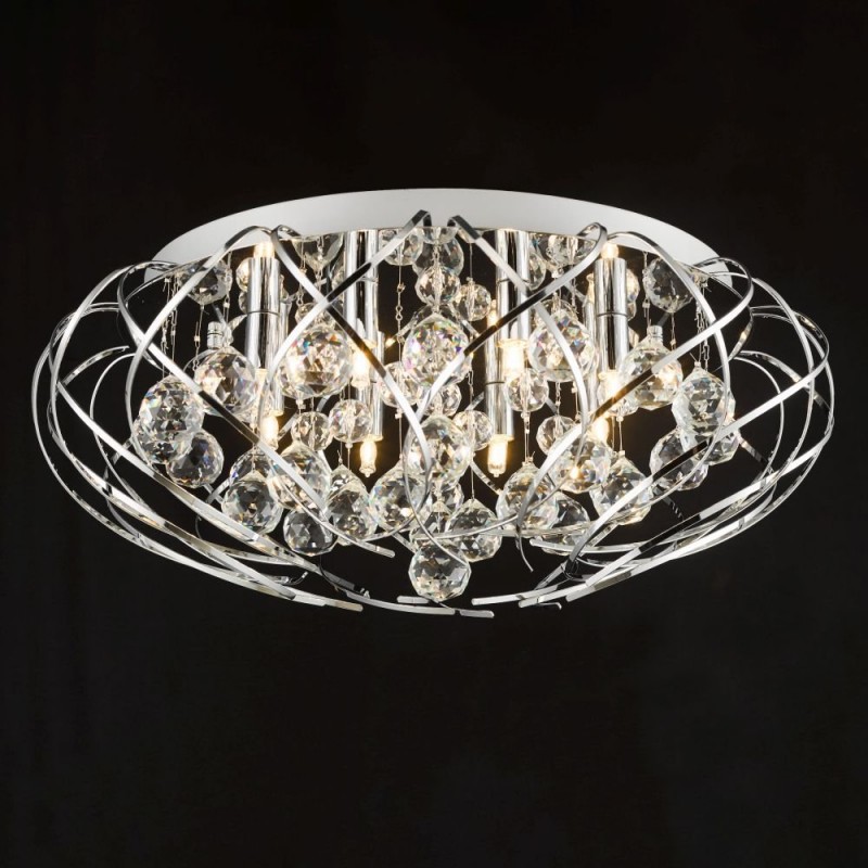 Crystal & Acrylic - Davian - Decorative Crystal & Chrome 8 Light Flush Dar-DAV4850 - Davian - Decorative Crystal & Chrome 8 Light Flush