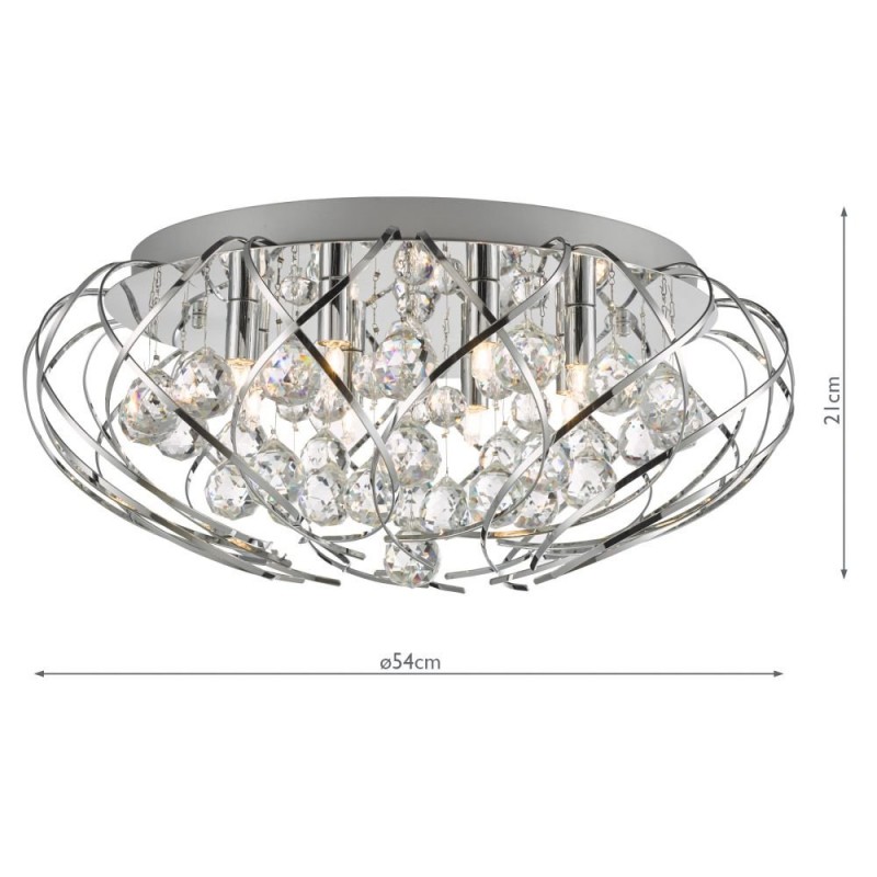 Crystal & Acrylic - Davian - Decorative Crystal & Chrome 8 Light Flush Dar-DAV4850 - Davian - Decorative Crystal & Chrome 8 Light Flush