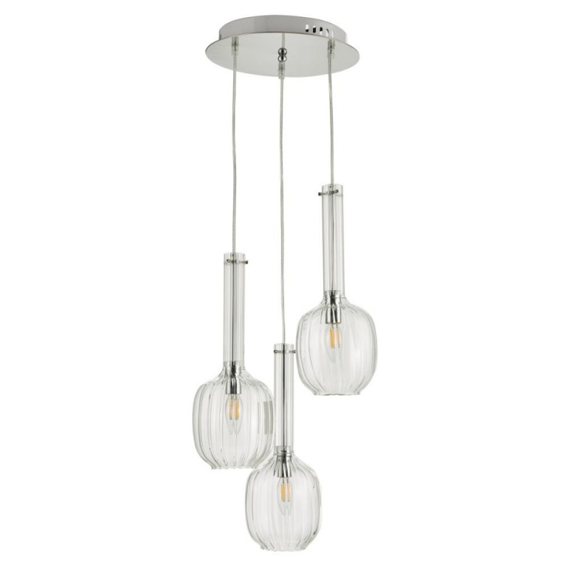Ceiling Lights - Kasha - Clear Glass & Chrome 3 Light Cluster Pendant Dar-KAS0308 - Kasha - Clear Glass & Chrome 3 Light Cluster Pendant