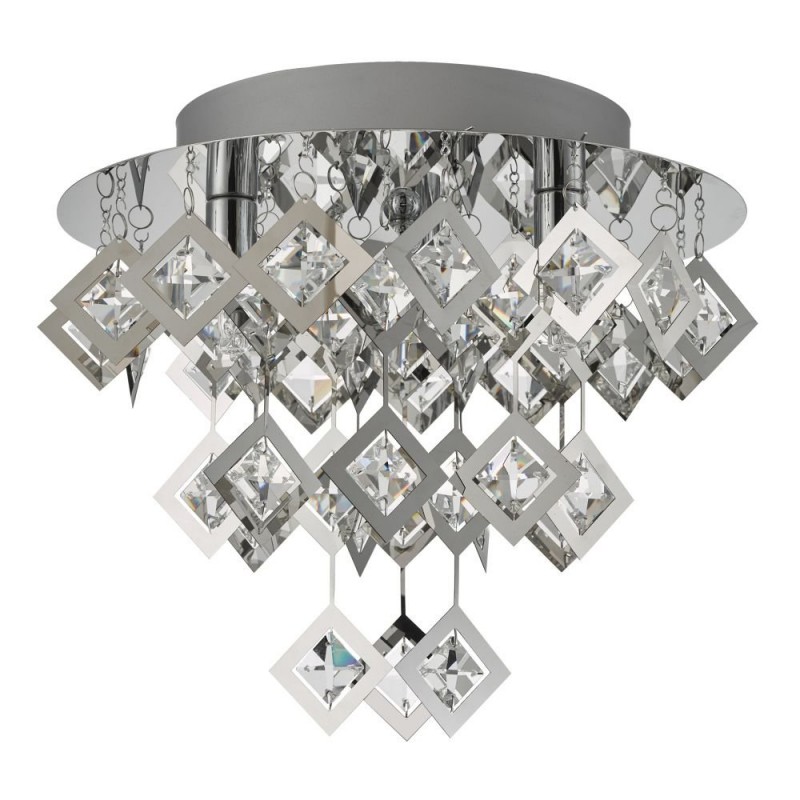 Ceiling Lights - Leon - Crystal & Polished Chrome 3 Light Flush Dar-LEO5250 - Leon - Crystal & Polished Chrome 3 Light Flush