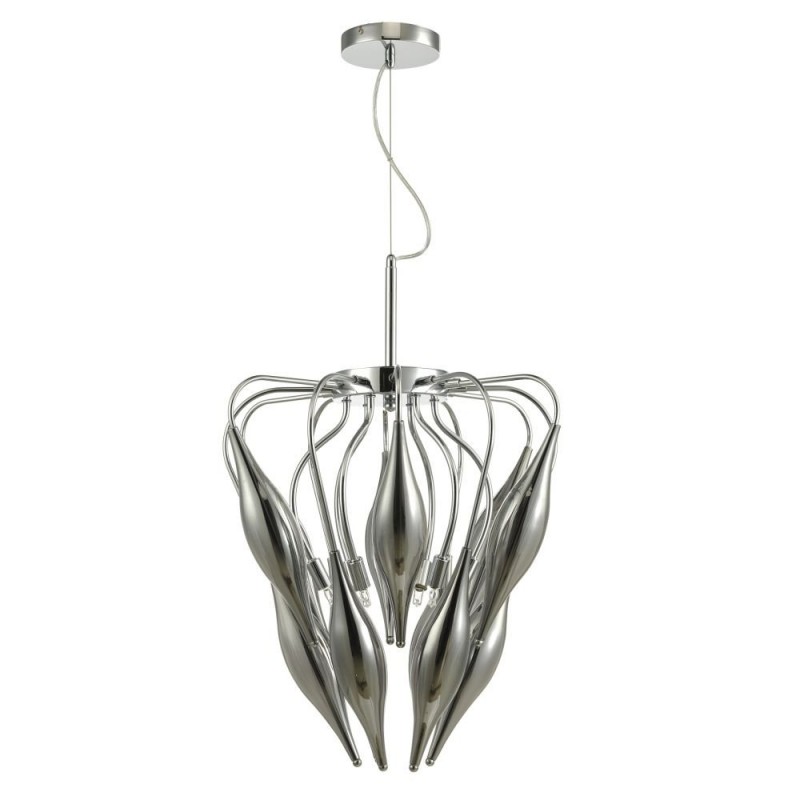 Ceiling Lights - Tsuki - Smoky Glass & Polished Chrome 6 Light Pendant Dar-50028 - Tsuki - Smoky Glass & Polished Chrome 6 Light Pendant