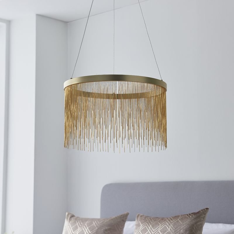 Endon-92176 - Zelma - Satin Brass LED Pendant with Delicate Chains