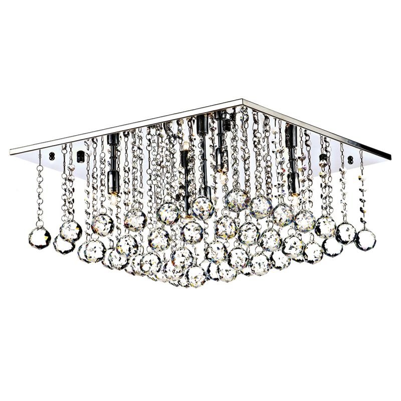 Dar-ABA5050 - Abacus - Square Chrome With Clear Droppers 5 Light Flush