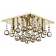 Crystal & Acrylic - Abacus - Square Gold With Amber Droppers 4 Light Flush Dar-ABA5240 - Abacus - Square Gold With Amber Droppers 4 Light Flush