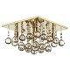 Crystal & Acrylic - Abacus - Square Gold With Amber Droppers 4 Light Flush Dar-ABA5240 - Abacus - Square Gold With Amber Droppers 4 Light Flush