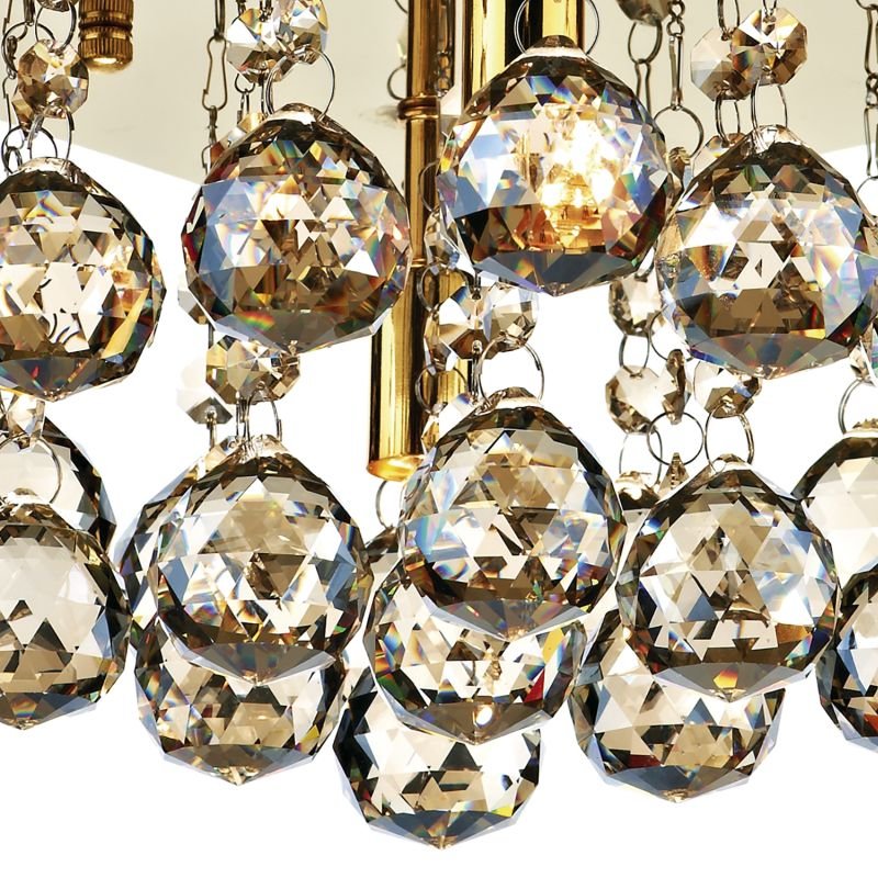 Crystal & Acrylic - Abacus - Square Gold With Amber Droppers 4 Light Flush Dar-ABA5240 - Abacus - Square Gold With Amber Droppers 4 Light Flush