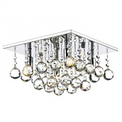 Abacus - Chrome 4 Light Flush with Clear Droppers Abacus - Chrome 4 Light Flush with Clear Droppers