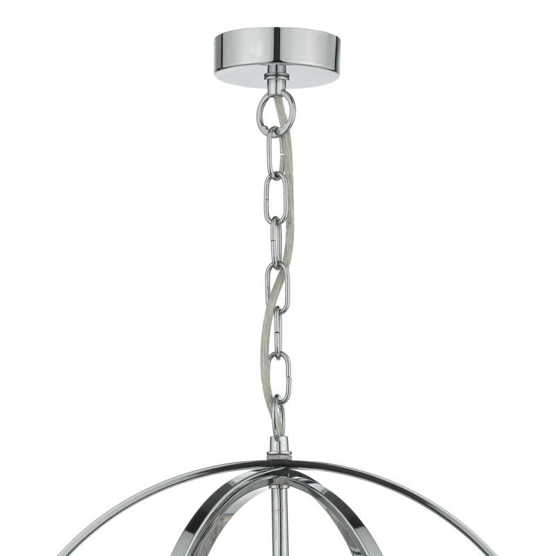 Ceiling Lights - Abdul - Chrome Ball with Glass Rods 3 Light Hanging Pendant Dar-ABD0350 - Abdul - Chrome Ball with Glass Rods 3 Light Hanging Pendant