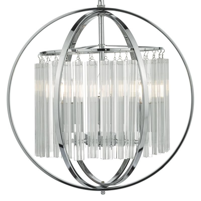 Ceiling Lights - Abdul - Chrome Ball with Glass Rods 3 Light Hanging Pendant Dar-ABD0350 - Abdul - Chrome Ball with Glass Rods 3 Light Hanging Pendant