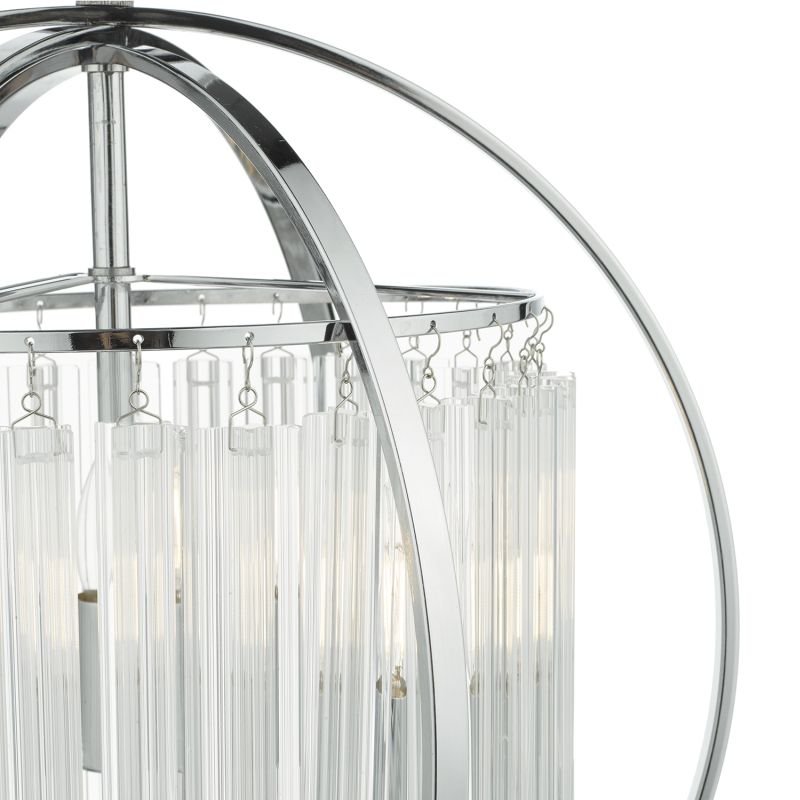 Ceiling Lights - Abdul - Chrome Ball with Glass Rods 3 Light Hanging Pendant Dar-ABD0350 - Abdul - Chrome Ball with Glass Rods 3 Light Hanging Pendant