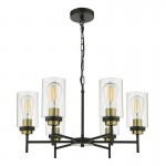 Abel - Black & Antique Brass 6 Light Centre Fitting with Clear Glass Abel - Black & Antique Brass 6 Light Centre Fitting with Clear Glass