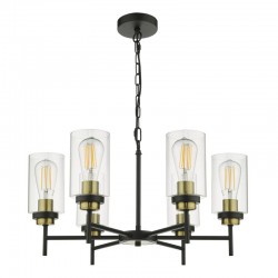 Abel - Black & Antique Brass 6 Light Centre Fitting with Clear Glass Abel - Black & Antique Brass 6 Light Centre Fitting with Clear Glass