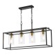 Dar-ABE8454 - Abel - Black & Antique Brass 4 Light over Island Fitting with Clear Glass