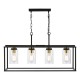 Dar-ABE8454 - Abel - Black & Antique Brass 4 Light over Island Fitting with Clear Glass