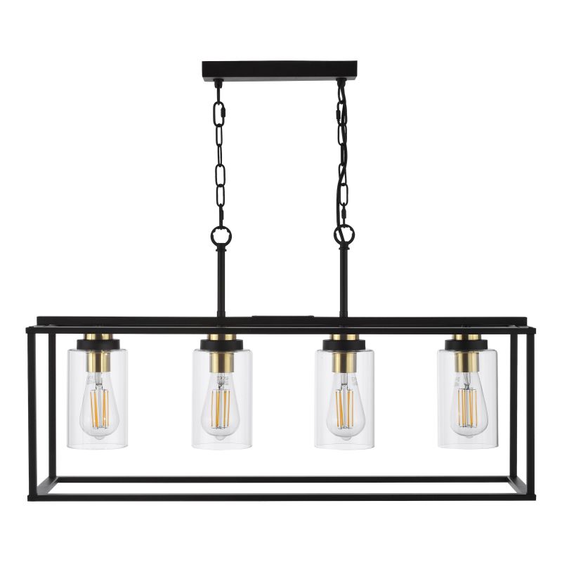 Dar-ABE8454 - Abel - Black & Antique Brass 4 Light over Island Fitting with Clear Glass