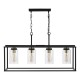 Dar-ABE8454 - Abel - Black & Antique Brass 4 Light over Island Fitting with Clear Glass