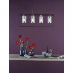 Abel - Black & Antique Brass 4 Light over Island Fitting with Clear Glass Abel - Black & Antique Brass 4 Light over Island Fitting with Clear Glass