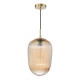 Dar-ABR0106 - Abrielle - Brushed Bronze Pendant with Amber Ribbed Glass