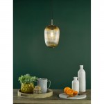 Abrielle - Brushed Bronze Pendant with Amber Ribbed Glass Abrielle - Brushed Bronze Pendant with Amber Ribbed Glass