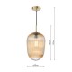 Dar-ABR0106 - Abrielle - Brushed Bronze Pendant with Amber Ribbed Glass