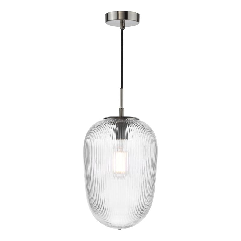 Dar-ABR0108 - Abrielle - Polished Nickel Pendant with Ribbed Glass