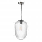 Abrielle - Polished Nickel Pendant with Ribbed Glass