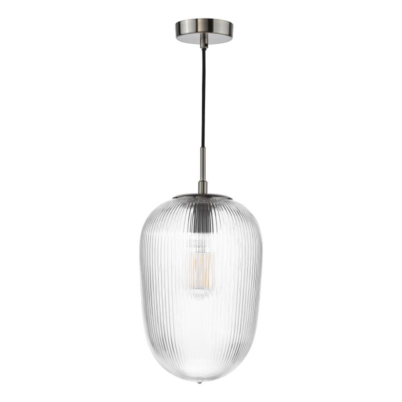 Dar-ABR0108 - Abrielle - Polished Nickel Pendant with Ribbed Glass