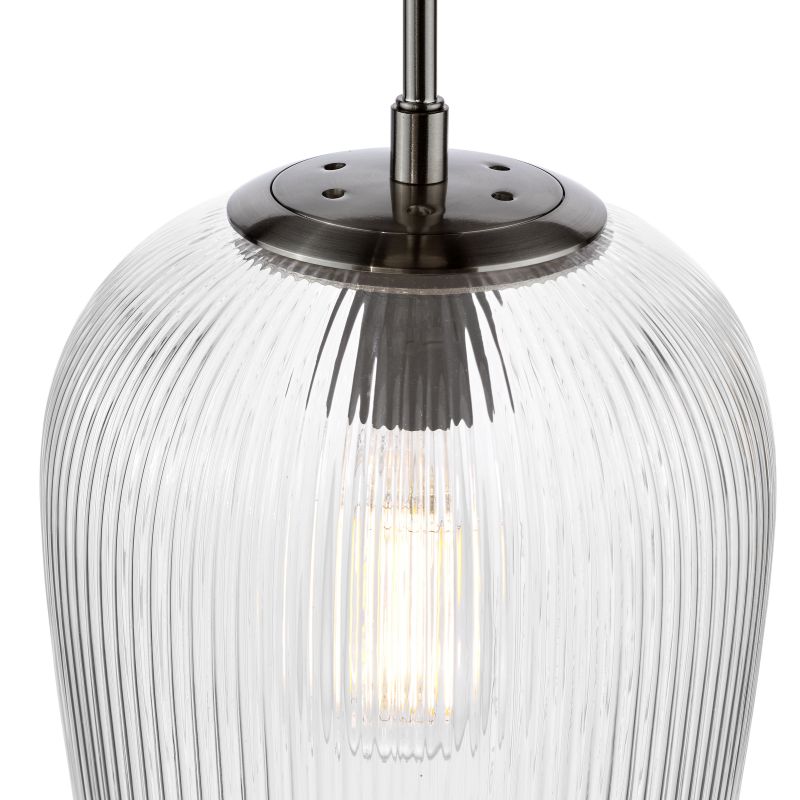 Dar-ABR0108 - Abrielle - Polished Nickel Pendant with Ribbed Glass