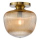 Dar-ABR5206 - Abrielle - Brushed Bronze Semi Flush with Amber Ribbed Glass