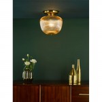 Abrielle - Brushed Bronze Semi Flush with Amber Ribbed Glass Abrielle - Brushed Bronze Semi Flush with Amber Ribbed Glass
