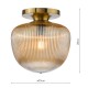 Dar-ABR5206 - Abrielle - Brushed Bronze Semi Flush with Amber Ribbed Glass