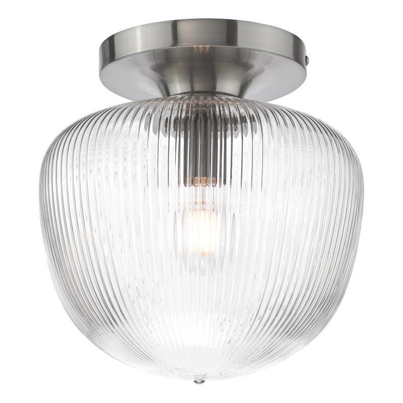 Dar-ABR5208 - Abrielle - Polished Nickel Semi Flush with Ribbed Glass