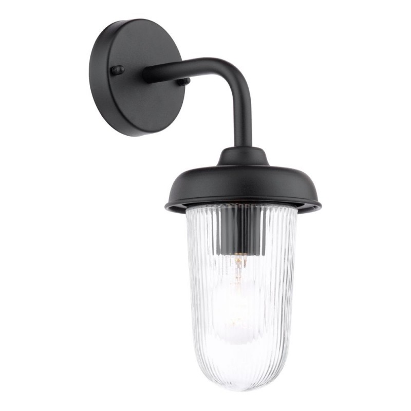 Dar_Vol3-ACO1522 - Acotas - Matt Black Wall Lamp with Ribbed Glass IP44