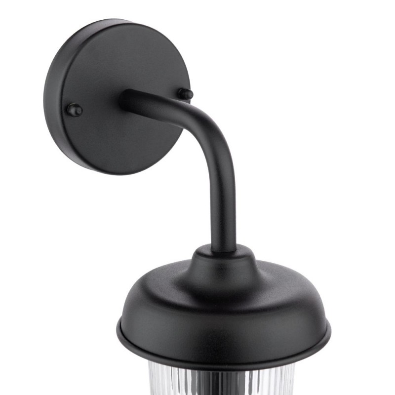 Dar_Vol3-ACO1522 - Acotas - Matt Black Wall Lamp with Ribbed Glass IP44