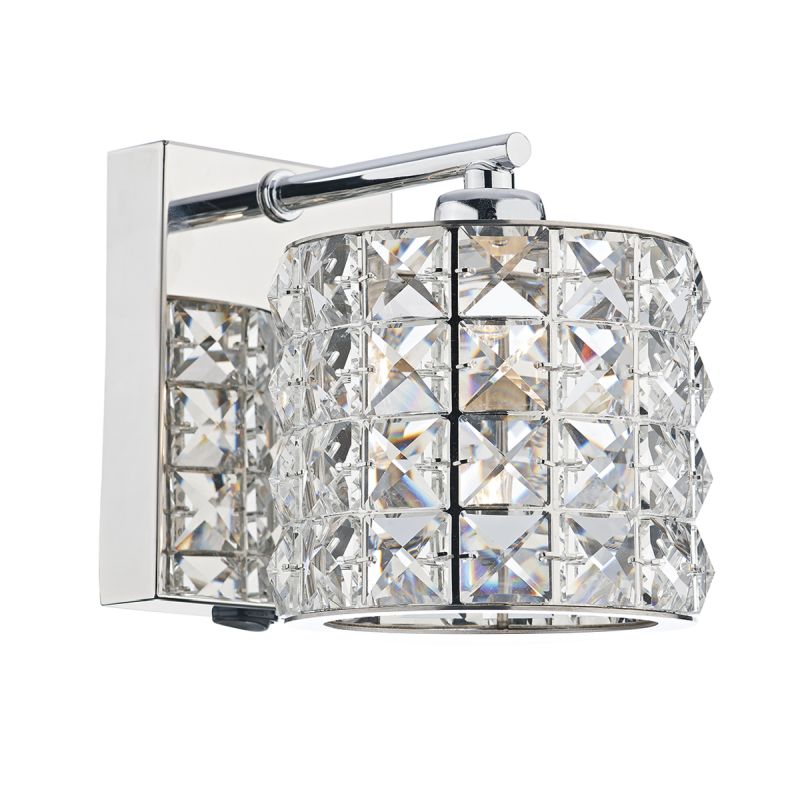 Crystal & Acrylic - Agneta - Polished Chrome with Crystal Single Wall Lamp Dar-AGN0750 - Agneta - Polished Chrome with Crystal Single Wall Lamp