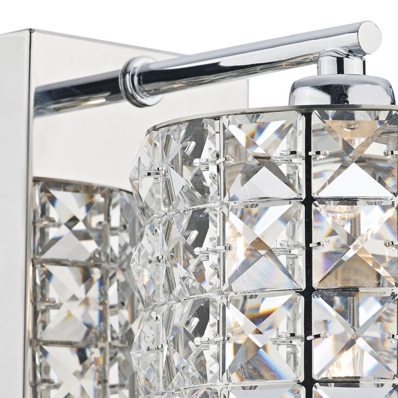 Crystal & Acrylic - Agneta - Polished Chrome with Crystal Single Wall Lamp Dar-AGN0750 - Agneta - Polished Chrome with Crystal Single Wall Lamp