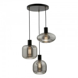 Aiden - Satin Black 3 Light Cluster Pendant with Smoked Glass Aiden - Satin Black 3 Light Cluster Pendant with Smoked Glass