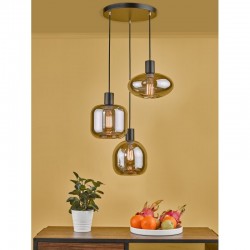 Aiden - Satin Black 3 Light Cluster Pendant with Smoked Glass Aiden - Satin Black 3 Light Cluster Pendant with Smoked Glass