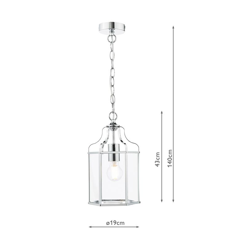 Dar-ALE8650 - Aled - Polished Chrome Lantern Pendant