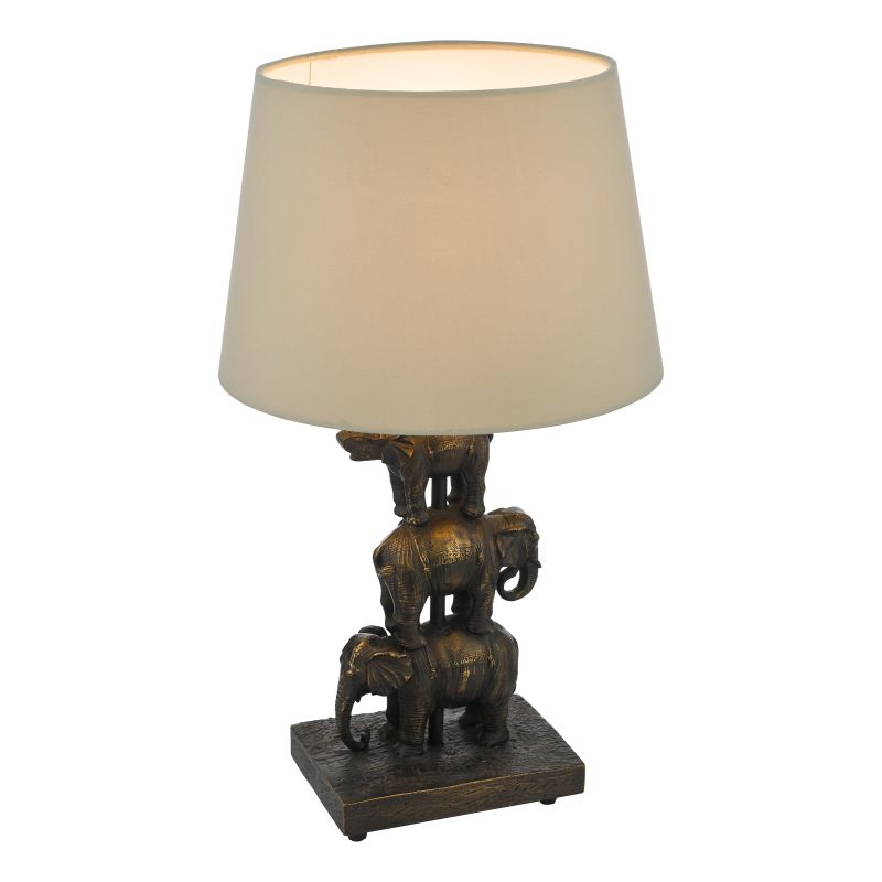 Dar-ALI4222 - Alina - Taupe Shade & Antique Bronze Elephant Table Lamp